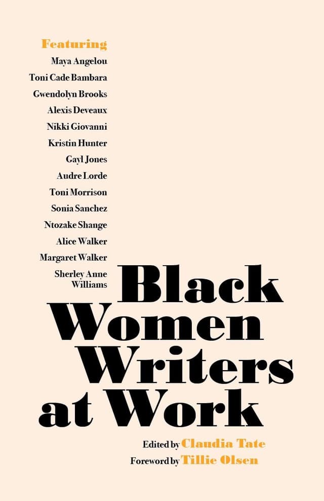 Black Women Writers at Work by edited by Claudia Tate